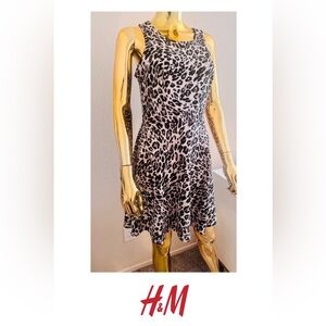 H&M Black and White Leopard Animal Print Short Dress, Size M